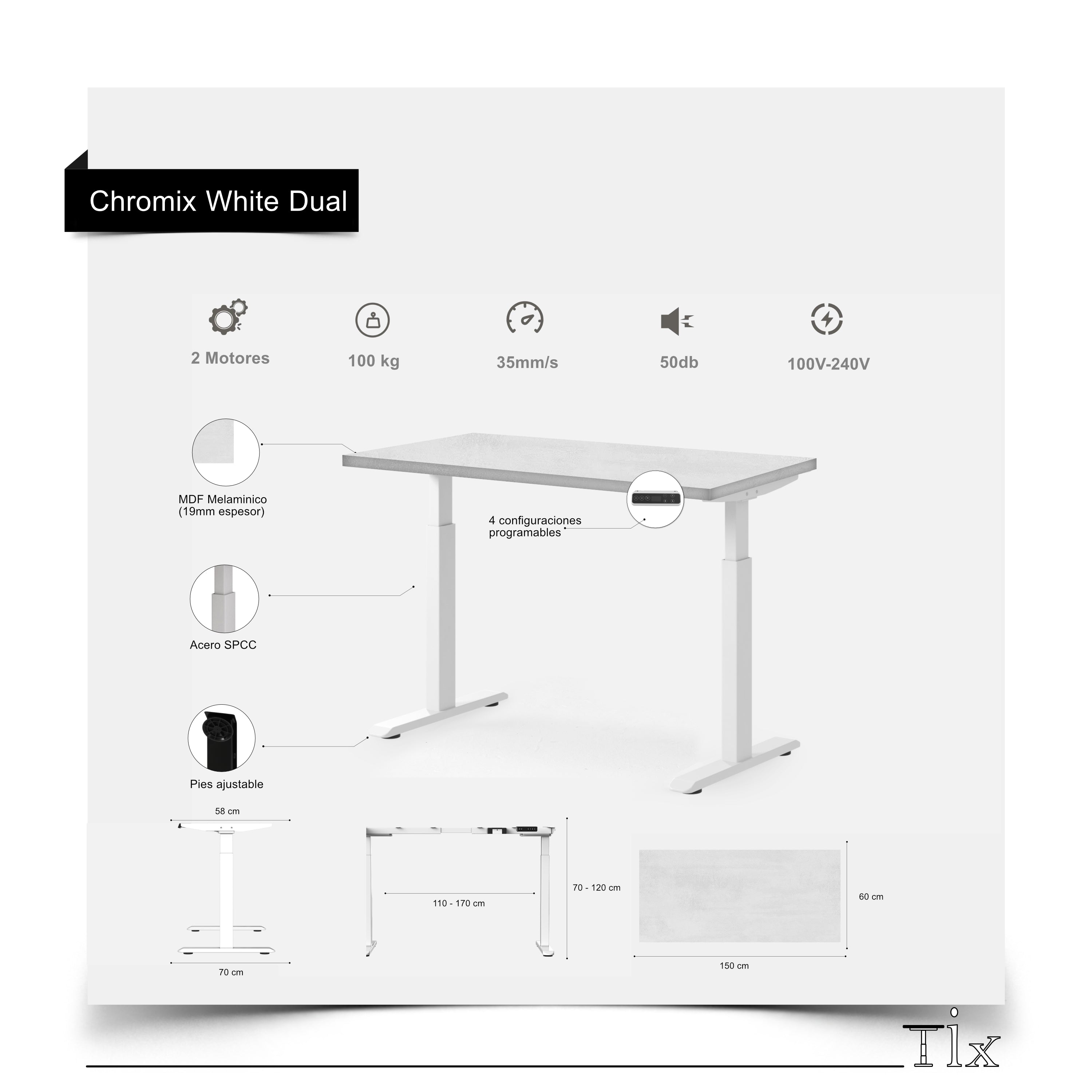 Tix Chromix White Pro ► Standing Desk